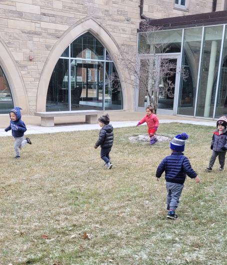 Children running outside